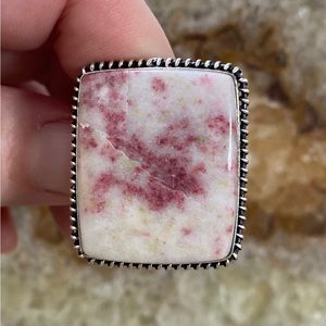 Gemstone Statement Ring, Natural Cinnabar, .925 Sterling Silver overlay.
